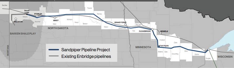 Map of the proposed Sandpiper route.